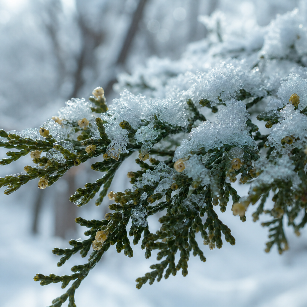 雪深い厳寒期に咲く花 — ヒバの不思議な開花カレンダー